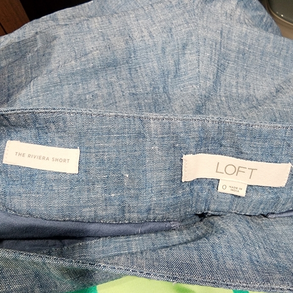 LOFT The Riviera Short Blue Linen Blend Shorts Scallop Hem Size 0 - Picture 7 of 9